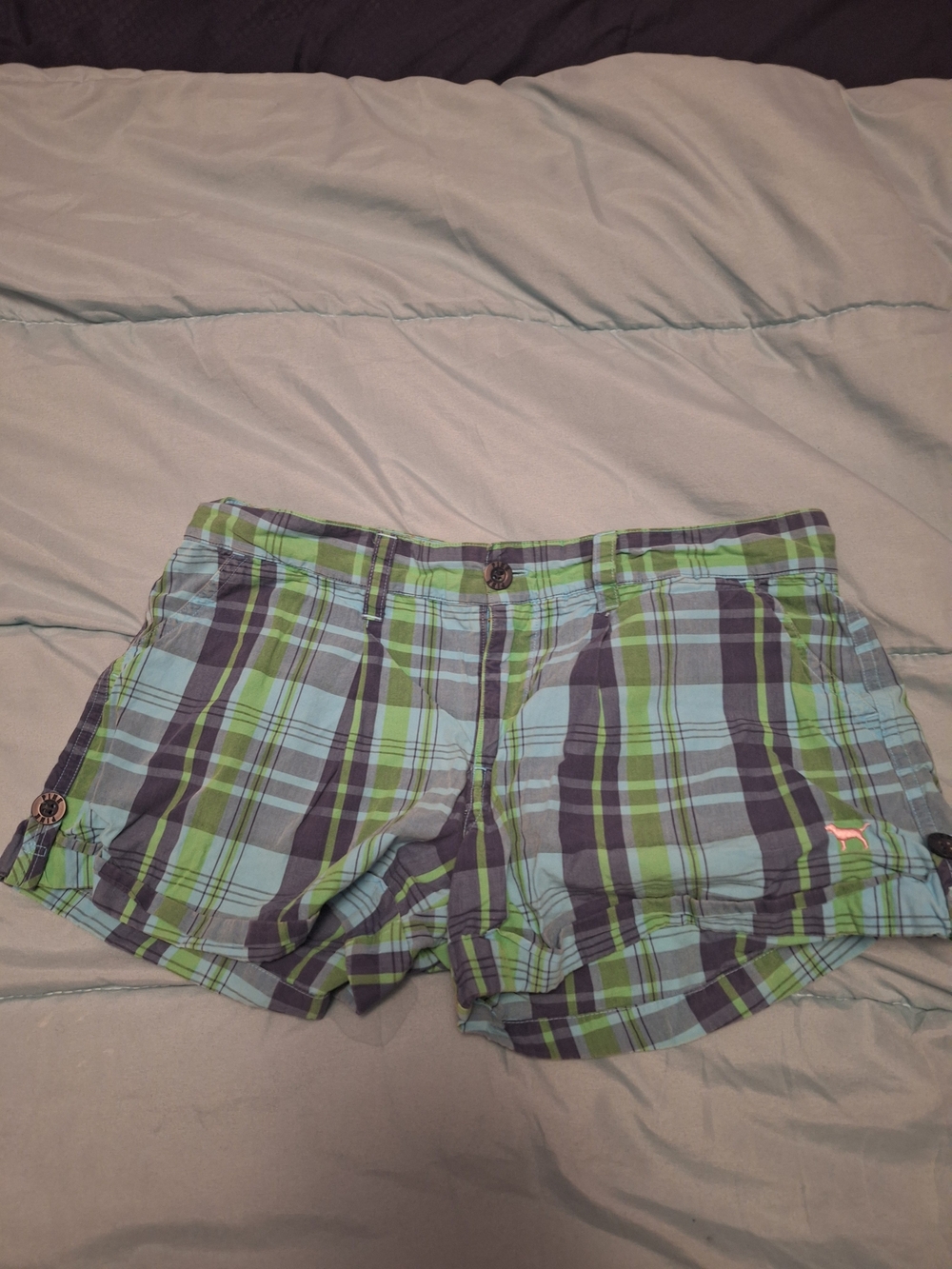 PINK BRAND Plaid Cotton Blend Women’s Shorts in Green and Blue.  Size 4 womens
